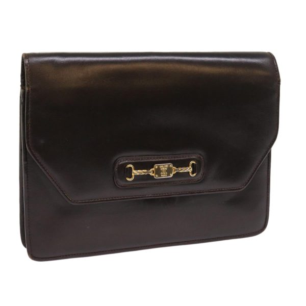 CELINE Clutch Bag Leather Brown bs8620 For Cheap