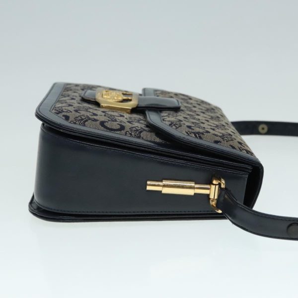 CELINE C Sulky Shoulder Bag Canvas Navy Gold 90991 Online