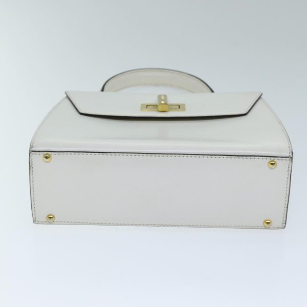 CELINE Hand Bag Leather 2way White 73590 For Sale