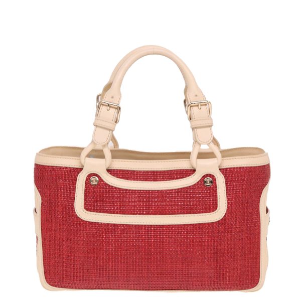 CELINE Boogie bag Hand Bag Straw Red yk13094 Fashion