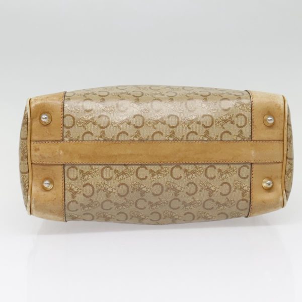 CELINE C Sulky Hand Bag Coated Canvas Leather Beige Gold 92540 Sale