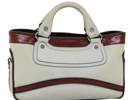 CELINE Hand Bag Leather White 76849 For Sale