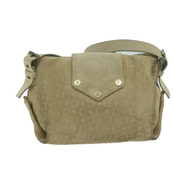 CELINE C Macadam Canvas Shoulder Bag Suede Beige yk10490 Cheap