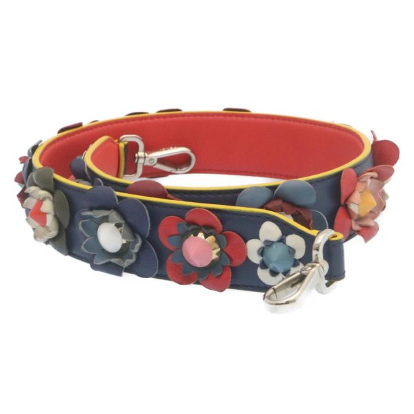 FENDI Flower  Leather Navy Red  am2219g Cheap