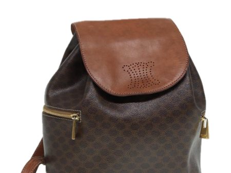 CELINE Macadam Canvas Backpack PVC Leather Brown Gold 89236 For Discount