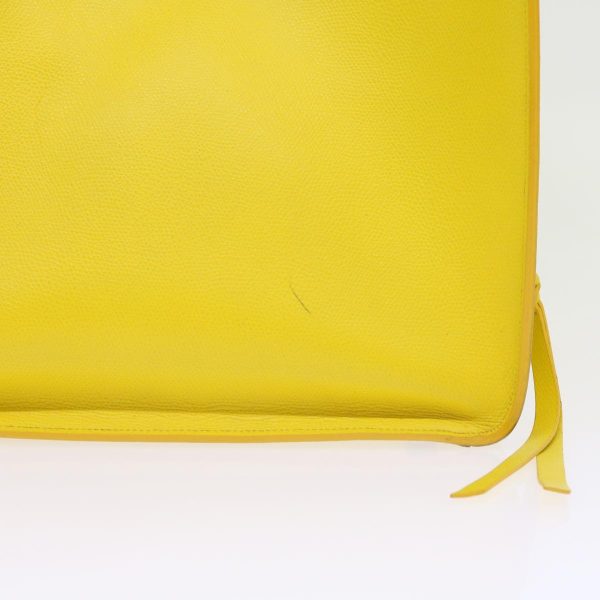 CELINE Gauge Phantom Hand Bag Leather Yellow 55633 For Sale