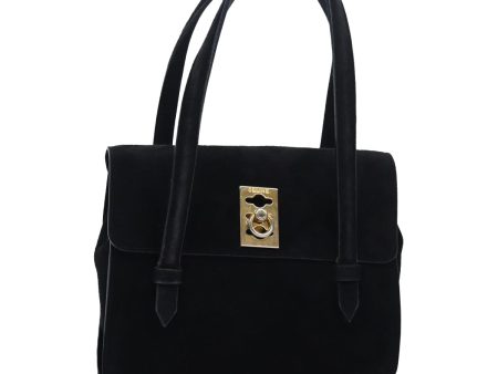 CELINE Hand Bag Suede Black ar12225 Cheap