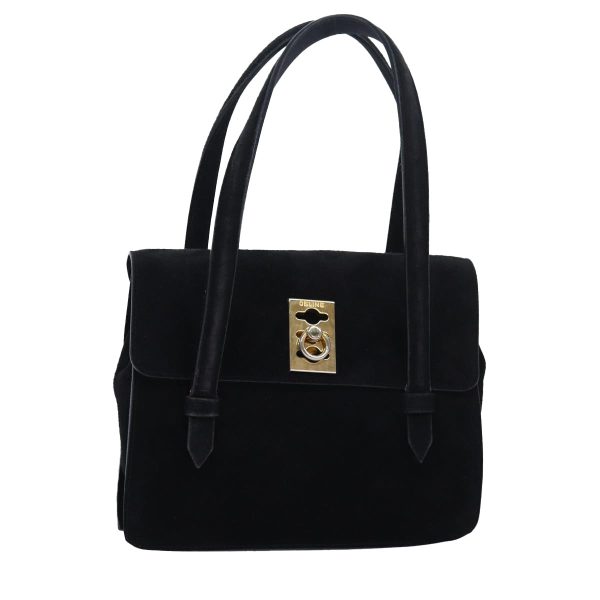 CELINE Hand Bag Suede Black ar12225 Cheap