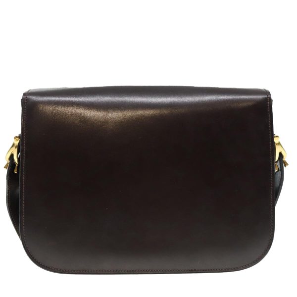 CELINE Horse Carriage Shoulder Bag Leather Black Gold ki4823 Supply