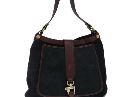 CELINE C Macadam Canvas Shoulder Bag Suede Leather Black Brown ep5564 Supply