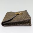 CELINE C Sulky Clutch Bag Canvas Leather Brown Gold 90212 on Sale