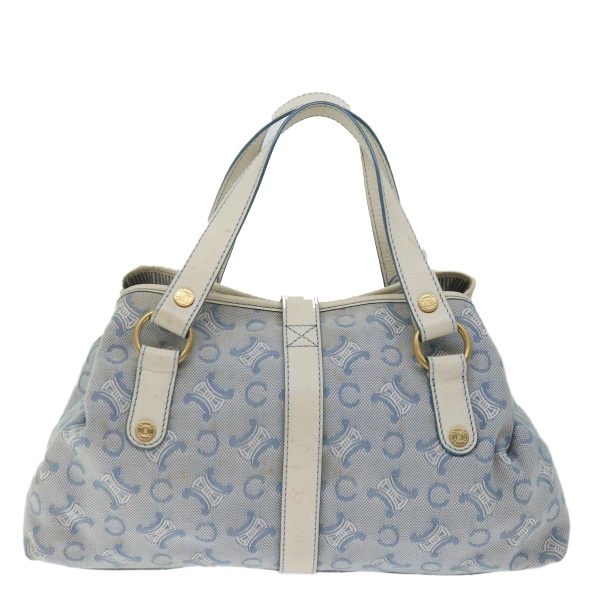 CELINE C Macadam Canvas Hand Bag Light Blue 70598 For Sale