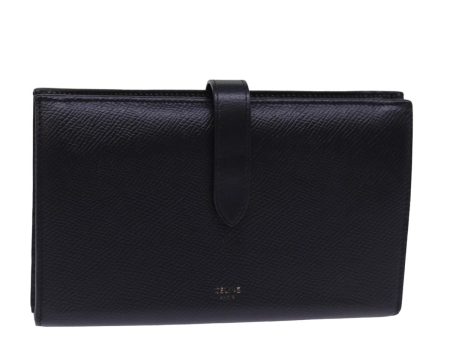 CELINE Large Strap Wallet Leather Black bs15228 Online Hot Sale