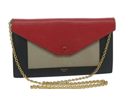 CELINE Chain Wallet Leather Red ep2918 For Cheap