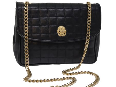 CELINE Chain Shoulder Bag Leather Black 75054 Cheap