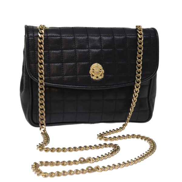 CELINE Chain Shoulder Bag Leather Black 75054 Cheap