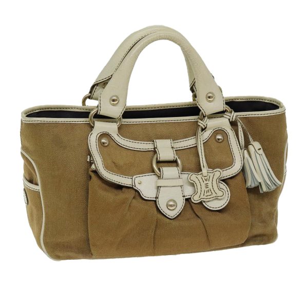 CELINE Hand Bag Canvas Beige 72145 Fashion