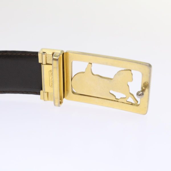 CELINE Horse Carriage Belt Leather 28  -32.3   Black ar9780 For Discount