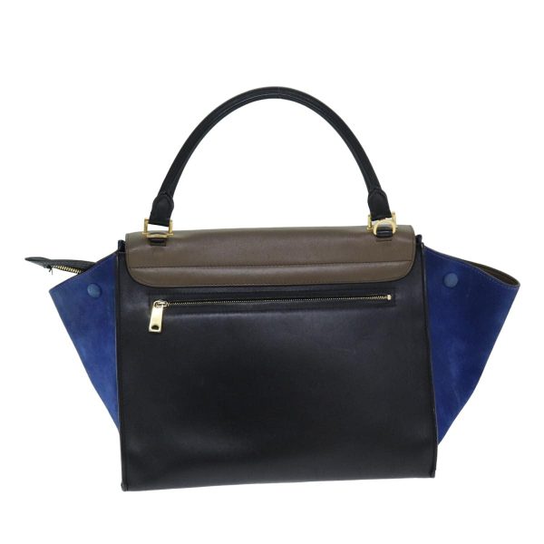 CELINE Hand Bag Leather Suede Brown Black blue 80877 For Discount