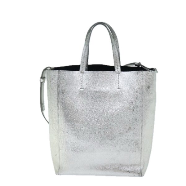 CELINE Hand Bag Leather 2way Silver 74224 Sale