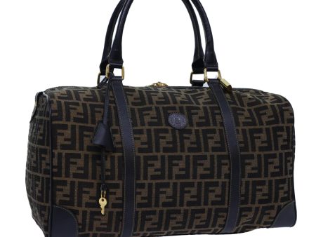 FENDI Zucca Canvas Boston Bag Leather Black Brown  54976 For Cheap