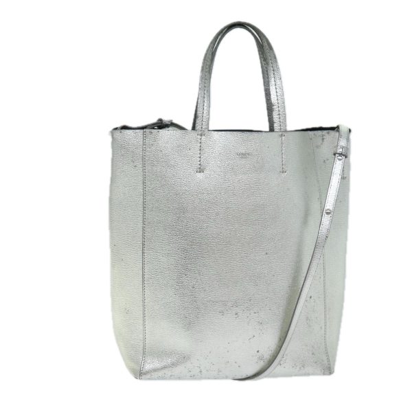 CELINE Hand Bag Leather 2way Silver 74224 Sale