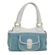 CELINE C Macadam Canvas Hand Bag Suede Light Blue 81050 For Sale