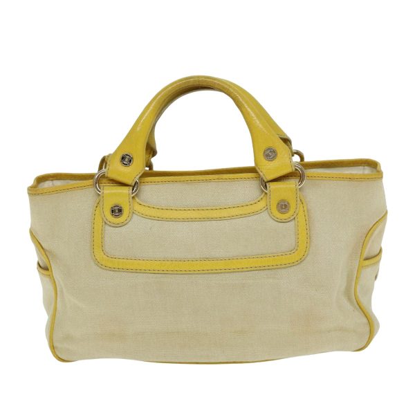 CELINE Hand Bag Canvas Yellow Beige 78273 Online Hot Sale