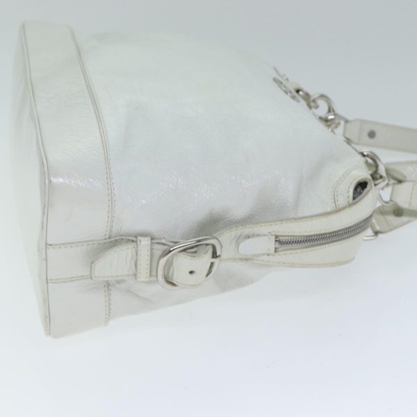 CELINE Hand Bag Enamel White 81909 Fashion