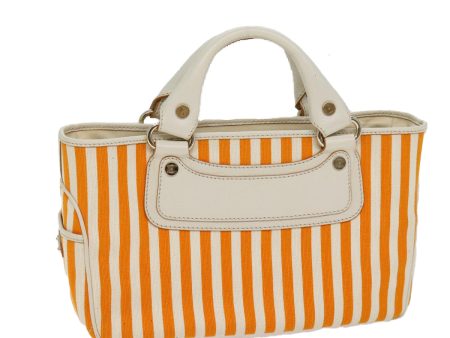 CELINE Hand Bag Canvas Orange 71340 Hot on Sale