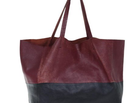 CELINE Horizontal Cabas Tote Bag Leather Red Black yk11970 on Sale