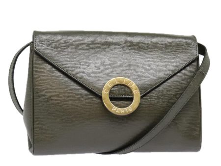 CELINE Circle Shoulder Bag Leather Khaki Gold 91293 Online Hot Sale