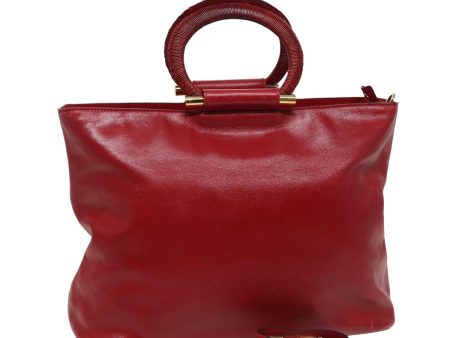 CELINE Hand Bag Leather 2way Red yk13083 Sale