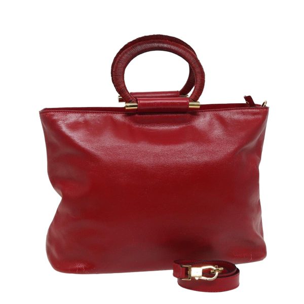 CELINE Hand Bag Leather 2way Red yk13083 Sale