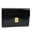 CELINE Clutch Bag Enamel Black 79686 For Cheap