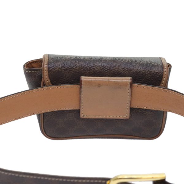 CELINE Macadam Canvas Waist bag PVC Leather Brown Gold yk15121 For Cheap