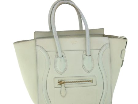 CELINE Luggage Hand Bag Leather Beige ar10492 Supply