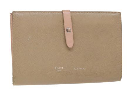 CELINE Large Strap Wallet Leather Beige ar9727B Online Sale