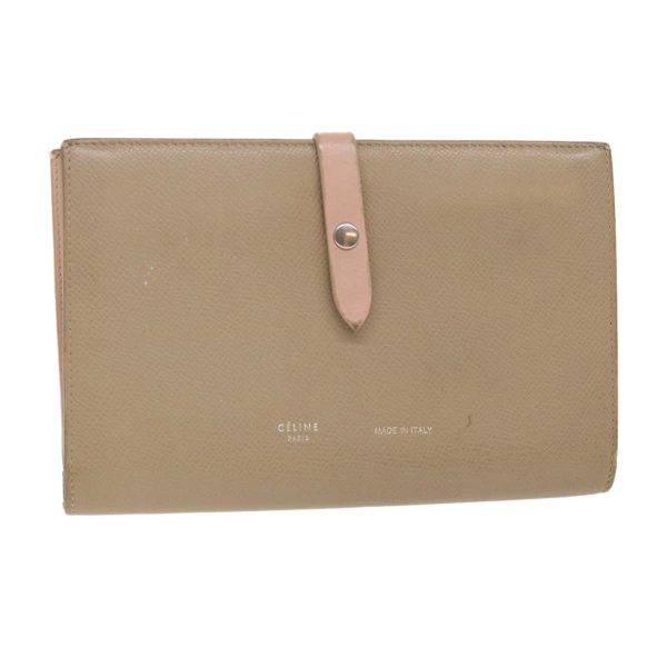 CELINE Large Strap Wallet Leather Beige ar9727B Online Sale