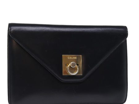 CELINE Clutch Bag Leather Black bs14709 Discount