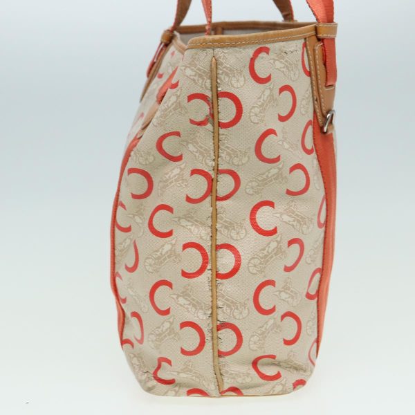 CELINE C Macadam Canvas Hand Bag Orange Beige 82896 Online