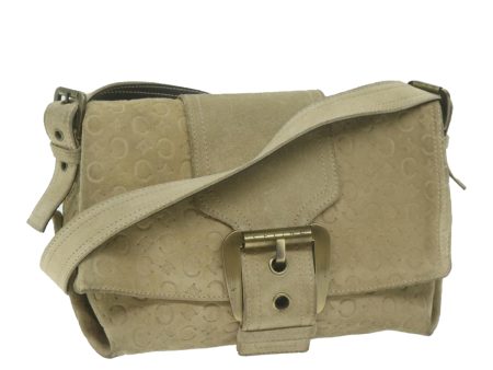 CELINE C Macadam Canvas Shoulder Bag Suede Beige yk10490 Cheap