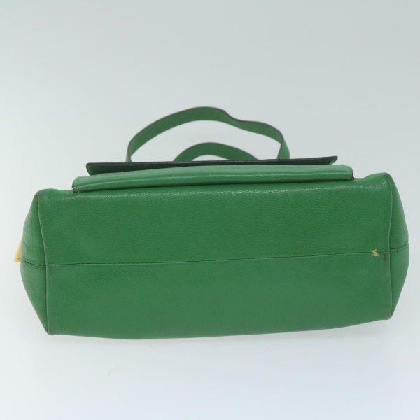 CELINE Hand Bag Leather 2way Green 66491 For Discount