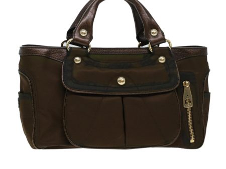 CELINE Hand Bag Nylon Brown bs5493 For Cheap