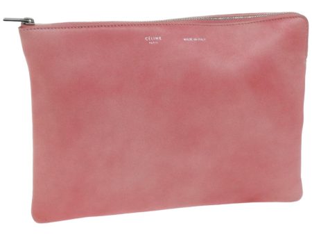 CELINE Clutch Bag Leather Pink 76410 on Sale