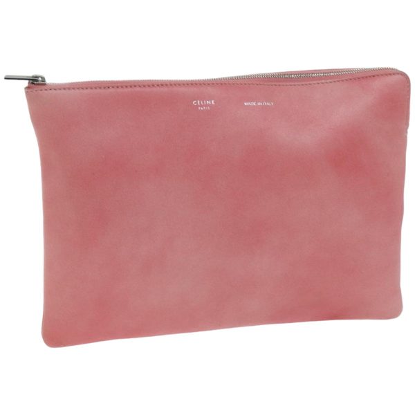 CELINE Clutch Bag Leather Pink 76410 on Sale