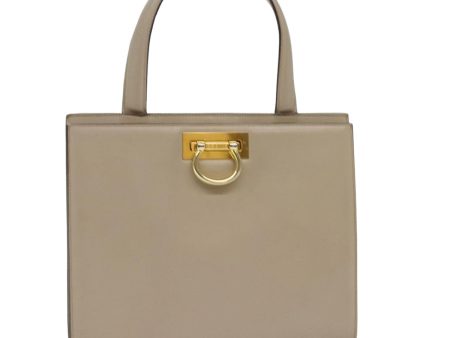 CELINE Hand Bag Leather Beige 75396 Discount