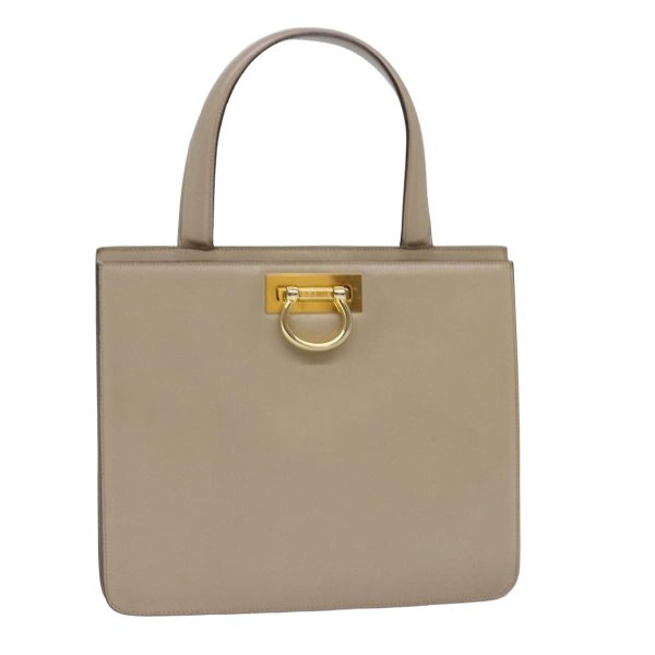 CELINE Hand Bag Leather Beige 75396 Discount