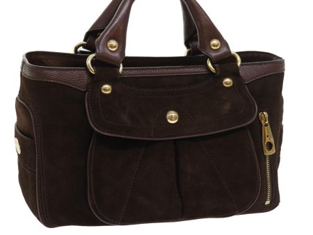 CELINE Hand Bag Suede Leather Brown 56762 Supply