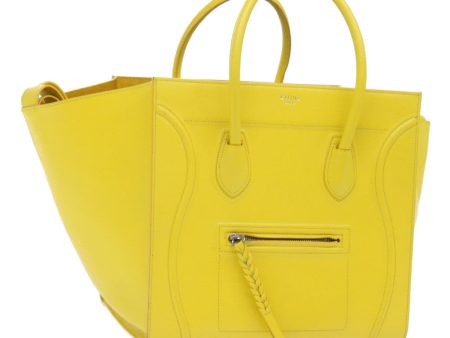 CELINE Gauge Phantom Hand Bag Leather Yellow 55633 For Sale